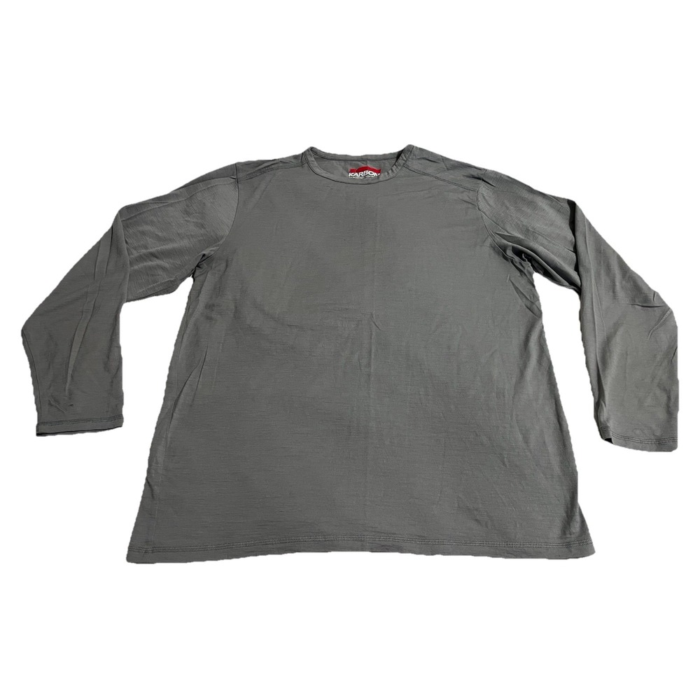 Karbon Wool Shirt Mens XL Base Layer Grey Long Sleeve 100% Merino Wool